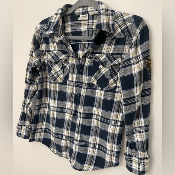 Timberland Blue Plaid Flannel Button Up Size Medium - Picture 2 of 8
